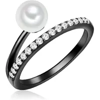 Valero Pearls Ring zwart / zilver / parelwit