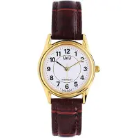Q&Q Analoog horloge 'Klassisch' bruin / goud