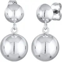 Elli - Oorbellen - Dames Oor Hanger Bol Rond Geo Trend Zilverkleurig - Dames