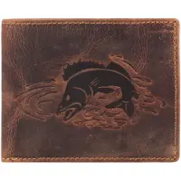 Greenburry Vintage portemonnee met vis reliëf leer 12 cm - Jongens - Horizontaal - zander