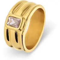 Lucardi Ring 'Klassisch Chic' goud / transparant