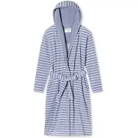 Schiesser Badjas lang 'Feather Terry' grijs / wit