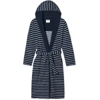 Schiesser Badjas lang ' Feather Terry ' navy