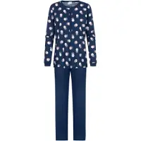 Mey Pyjama beige / donkerblauw / wit