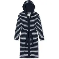 Schiesser Badjas 'Feather Terry' donkerblauw / wit