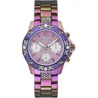 GUESS Analoog horloge 'Majesty' goud / groen / lichtlila