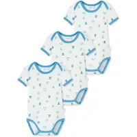 Schiesser Rompertje/body ' Baby Love Natural ' blauw / wit
