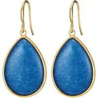 Lulu & Jane Oorbellen blauw / goudgeel