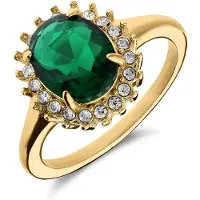 Lucardi Ring 'Einfach' goud / jade groen