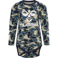 Hummel Romper l/s - hmlSteen - Vetiver Camouflage m. Logo - - 3 jaar (98) - Rompers Lange Mouw