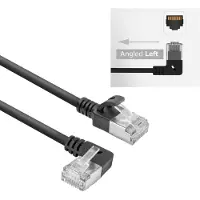 ACT UFTP CAT6a slimline netwerkkabel | haaks (links) / recht | LSZH | zwart | 1,5 meter