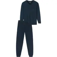 Schiesser Pyjama lang ' Comfort Essentials ' nachtblauw