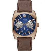 GUESS Analoog horloge 'Xander' navy / bruin / brons