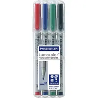 Staedtler Lumocolor 315 Overheadmarker 97% Gerecycled Medium Ronde punt 1 mm Kleurenassortiment 4 Stuks