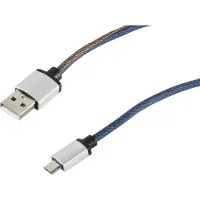S-Conn USB Ladekabel USB A-ST auf USB Micro B-ST Jeans blau 2,0m