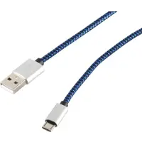 S-Conn USB Ladekabel USB A-ST auf USB Micro B-ST Nylon blau 0,3m