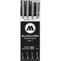 Molotow Blackliner Pen Set van 4 pennen, 1 - 0,05 mm, 1 mm, 2 mm, 4 mm punten, 1 set van elk (200.486)