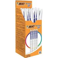 BIC Cristal Up Balpennen - Blauw - Doos van 20 Stuks - Medium Punt 1.2 mm