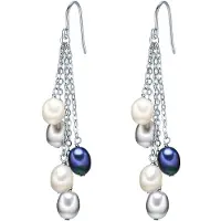 Valero Pearls Oorbellen royal blue/koningsblauw / zilver / parelwit