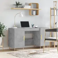 vidaXL Bureau, betonkleur, 140x50x75 cm, houtvezel - Bureau - Bureaus - Kantoorbureau - Computerbureau