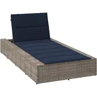 vidaXL Ligbed met zwevend kussen poly rattan grijs