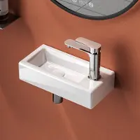 Emke Toiletfontein - Wandmontage - Keramiek Toilet Wasbak - Glans Wit - 40.5x20.5x10.5 cm - Kraangat Rechts