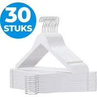Acaza Kledinghangers - Kleerhangers - Broekhanger - 30 Stuks - Volwassenen - 100% FSC-Gekeurd Duurzaam Hout - Anti Slip - Wit