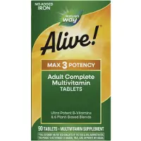 Nature'S Way Alive! Max3 Daily Multivitamin zonder ijzer (90 Tabletten)