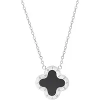 Lenoites Ketting 'Clover 10' zwart / zilver