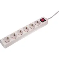 As Schwabe Schwabe stekkerdoos met 6 stopcontacten en schakelaar, 230 V, 1,4 meter kabel, bescherming tegen aanraking, wit