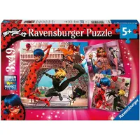 Ravensburger Kinderpuzzle 05189 - Unsere Helden Ladybug und Cat Noir - 3x49 Teile Miraculous Puzzle