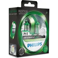Philips ColorVision H4 Groen 60/55W 12V, set à 2 stuks