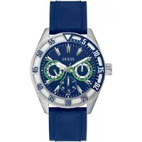 GUESS Analoog horloge 'LETTERMAN' blauw / zilvergrijs / wit