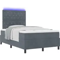 vidaXL LED boxspringbed met matras, donkergrijs, 120 x 190 cm, fluweel