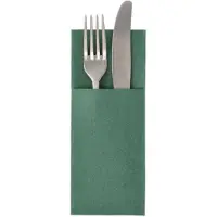 Papstar 50 Servetten ROYAL Collection 40 cm x 30 cm donkergroen met bestekvouw