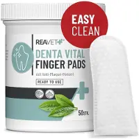 ReaVET - Denta Vitaal Vingerpads voor honden en katten (50 stuks) | Gebitsverzorging zonder tandenborstel of tandpasta | Met anti-plaque formule