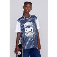 Coolcat T-shirt Chun Lee blauw / wit Meisjes Polyester Ronde hals Printopdruk - maat 158/164