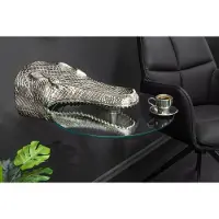 Invicta Design Hangtafel WILDLIFE CROCODILE 60cm Zilverkleurig Metalen Krokodil Bijzettafel - 44843