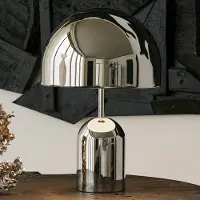 Tom Dixon Design tafellamp Bell, dimbaar, chroom / zilver, Woon-/ Eetkamer, metaal, Design, tafellamp