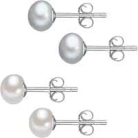 Lulu & Jane Oorbellen zilver / wit