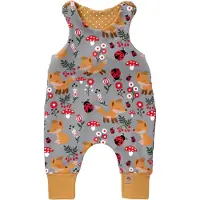 Land-Juwelen Rompertje/body 'Waldtiere' safraan / donkergrijs / rood / wit