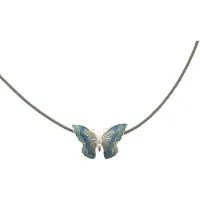 Behave - Ketting Dames - Cloisonné - Vlinder - Groen Blauw Petrol Emaille - Cloisonné - 40 cm Lang