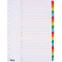 Viking Mylar A - Z Alfabetische tabbladen A4 Kleurenassortiment 20 tabs Karton 11 Gaten
