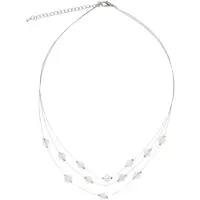 Behave - Ketting - Dames - 3-laags - Transparante Kralen - Zilverkleurig - 46 cm