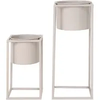 Nest of Nora Plantenstandaarden set van 2 - Staal - Beige / grijs