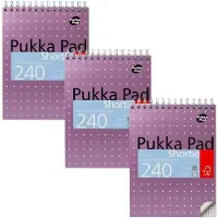 Pukka Pad Metallic Notitieblok Geruit Dubbeldraads Bovengebonden Karton Harde rug Paars Geperforeerd 240 Pagina's 3 Stuks à 120 Vellen