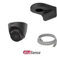 Dahua Camera set zwart bestaande uit: 4MP IPC-HDW2441T-S WizSense camera - camera muursteun - Netwerkkabel Cat5e 5 meter.