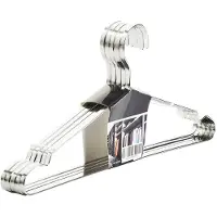 Sotech set van 5 design kledinghangers, geborsteld roestvrij staal (SS201), 450 x 193 mm, vlak profiel: 8 x 2,5 mm met antislipgroef, kledinghangers voor kledingkasten en kapstokken
