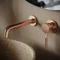 Saniclear Copper Curved inbouw wastafelkraan geborsteld koper