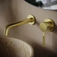 Saniclear Brass Curved inbouw wastafelkraan geborsteld messing - mat goud